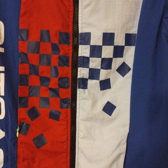 M. Society men's blue red & white Full Zip hooded racers Jacket size small - Picture 6 of 12